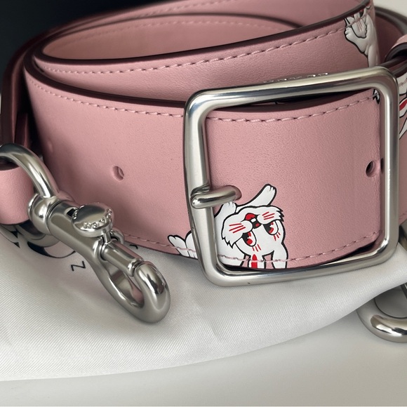 Coach x White Rabbit Pink Frankie Messager 19 Bag Crossbody With  Rabbit Print - Picture 5 of 9